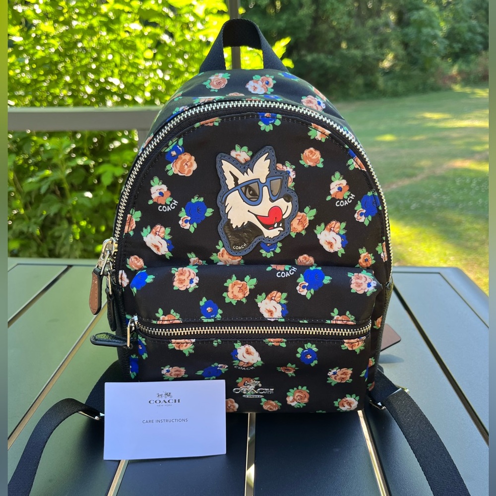 Coach Charlie tea rose floral mini backpack